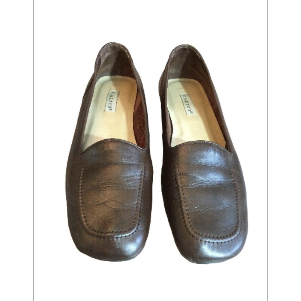 Calico Loafers Womens 9N Narrow Brown Leather Slip On Flats Brazil Career Office